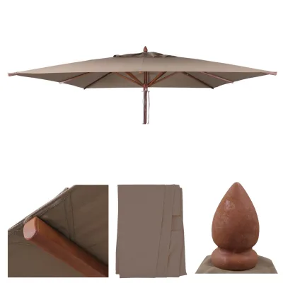 Ersatz-Bezug für Gastronomie Holz-Sonnenschirm MCW-C57b, Sonnenschirmbezug, eckig 3x3m Polyester ~ taupe