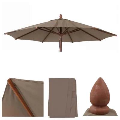 Ersatz-Bezug für Gastronomie Holz-Sonnenschirm MCW-C57b, Sonnenschirmbezug, rund Ø3m Polyester ~ taupe