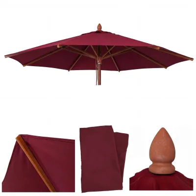 Ersatz-Bezug für Gastronomie Holz-Sonnenschirm MCW-C57b, Sonnenschirmbezug, rund Ø4m Polyester ~ bordeaux