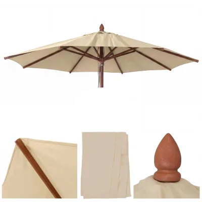 Ersatz-Bezug für Gastronomie Holz-Sonnenschirm MCW-C57b, Sonnenschirmbezug, rund Ø4m Polyester ~ creme