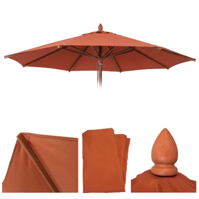 Ersatz-Bezug für Gastronomie Holz-Sonnenschirm MCW-C57b, Sonnenschirmbezug, rund Ø4m Polyester ~ terrakotta
