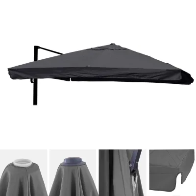 Ersatz-Bezug für Luxus-Ampelschirm MCW-A96 mit Flap, Schirmbezug Ersatzbezug, 3,5x3,5m (Ø4,95m) Polyester ~ anthrazit
