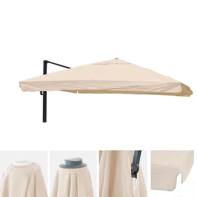 Ersatz-Bezug für Luxus-Ampelschirm MCW-A96 mit Flap, Schirmbezug Ersatzbezug, 3,5x3,5m (Ø4,95m) Polyester ~ creme