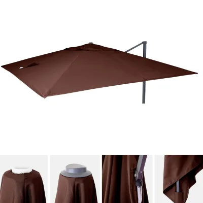 Ersatz-Bezug für Luxus-Ampelschirm MCW-A96, Sonnenschirmbezug Ersatzbezug, 3,5x3,5m (Ø4,95m) Polyester ~ braun