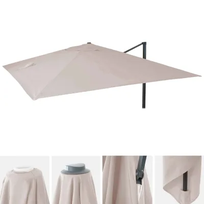 Ersatz-Bezug für Luxus-Ampelschirm MCW-A96, Sonnenschirmbezug Ersatzbezug, 3,5x3,5m (Ø4,95m) Polyester ~ creme-grau