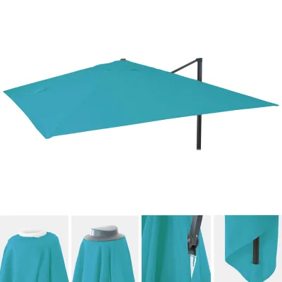 Ersatz-Bezug für Luxus-Ampelschirm MCW-A96, Sonnenschirmbezug, Ersatzbezug 3,5x3,5m (Ø4,95m) Polyester ~ türkis