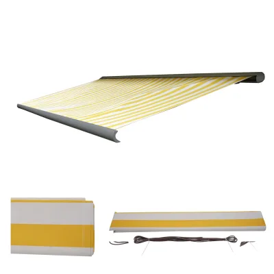 Ersatz-Bezug für Markise H122, Vollkassette Ersatzbezug Sonnenschutz 4x3m ~ Acryl gelb-weiß