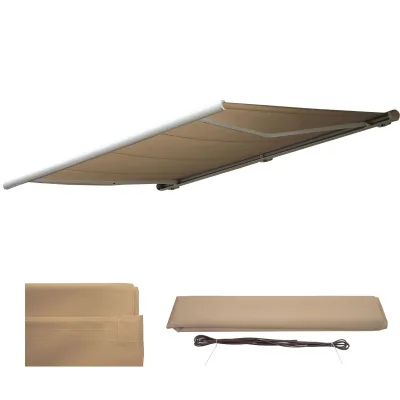 Ersatz-Bezug für Markise H124, Vollkassette Ersatzbezug Sonnenschutz 5x3m ~ Polyester creme