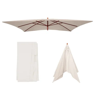 Ersatz-Bezug für Sonnenschirm Lissabon 3x4m, Sonnenschirmbezug Ersatzbezug, Polyester ~ creme