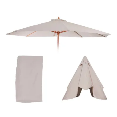 Ersatz-Bezug für Sonnenschirm Lissabon, Sonnenschirmbezug Ersatzbezug, Ø 3,5m Polyester 8 Streben ~ creme-weiß