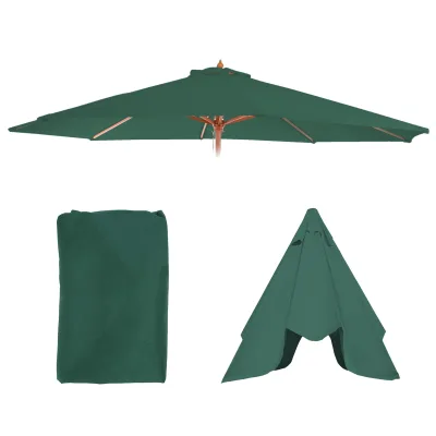 Ersatz-Bezug für Sonnenschirm Lissabon, Sonnenschirmbezug Ersatzbezug, Ø 3,5m Polyester 8 Streben ~ grün