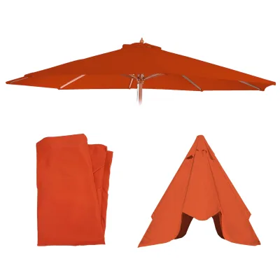 Ersatz-Bezug für Sonnenschirm Lissabon, Sonnenschirmbezug Ersatzbezug, Ø 3,5m Polyester 8 Streben ~ terracotta