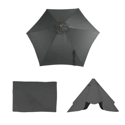 Ersatz-Bezug für Sonnenschirm Lissabon, Sonnenschirmbezug Ersatzbezug, Ø 3m Polyester 6 Streben ~ anthrazit