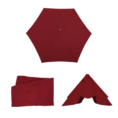 Ersatz-Bezug für Sonnenschirm Lissabon, Sonnenschirmbezug Ersatzbezug, Ø 3m Polyester 6 Streben ~ bordeaux
