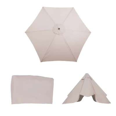 Ersatz-Bezug für Sonnenschirm Lissabon, Sonnenschirmbezug Ersatzbezug, Ø 3m Polyester 6 Streben ~ creme