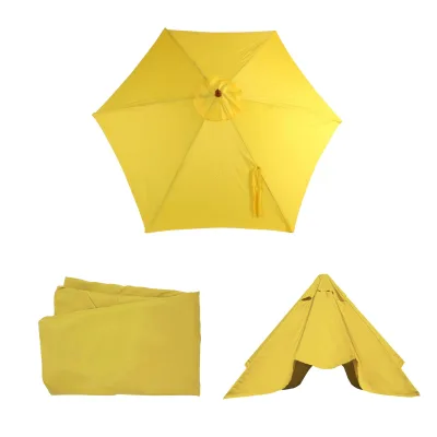 Ersatz-Bezug für Sonnenschirm Lissabon, Sonnenschirmbezug Ersatzbezug, Ø 3m Polyester 6 Streben ~ gelb