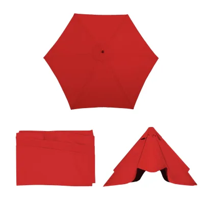 Ersatz-Bezug für Sonnenschirm Lissabon, Sonnenschirmbezug Ersatzbezug, Ø 3m Polyester 6 Streben ~ rot