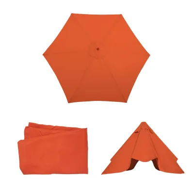 Ersatz-Bezug für Sonnenschirm Lissabon, Sonnenschirmbezug Ersatzbezug, Ø 3m Polyester 6 Streben ~ terracotta