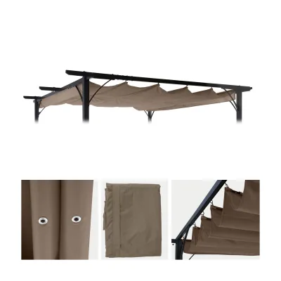 Ersatzbezug 320x250cm für Dach Pergola Pavillon MCW-C42 3x3m ~ taupe-braun