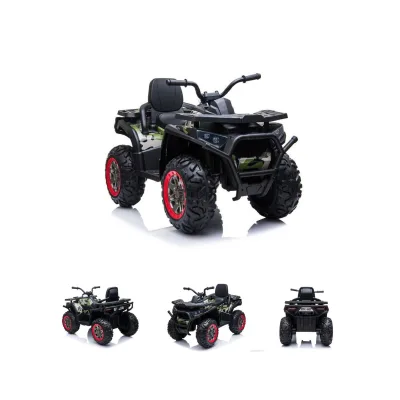 ES-Toys Elektro Kinderquad MP3, USB, Batterieanzeige, Stoßdämpfer, 2x12V Motoren dunkelgrün