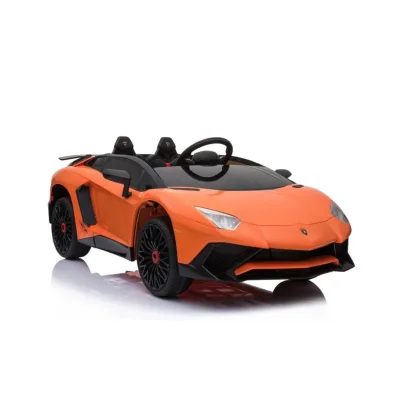 ES-Toys Kinder Elektroauto Lamborghini Aventador SV EVA-Reifen Kunstledersitz orange