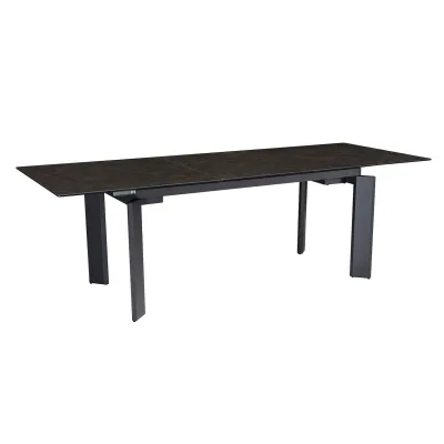 Esstisch Ausziehbar Keramik Glas Marmoroptik 180-240 MALTA, Schwarz 180x95x77 cm