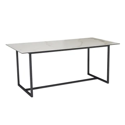 Esstisch Glas Keramik Marmoroptik Designer 180x90 ARCTIC, Weiß-Schwarz 180x90x76 cm