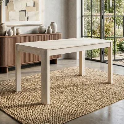 Esstisch Massivholz 120cm Esszimmertisch White Wash Küchentisch 6 Personen Tisch