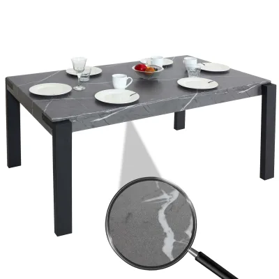 Esstisch MCW-L53, Tisch Küchentisch Esszimmertisch, Industrial Metall 140x80cm ~ Marmor-Optik grau