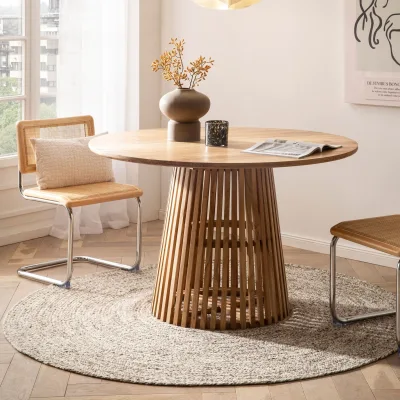 Esstisch rund Ø 120 Massivholz Natur Esszimmertisch Design Küchentisch massiv