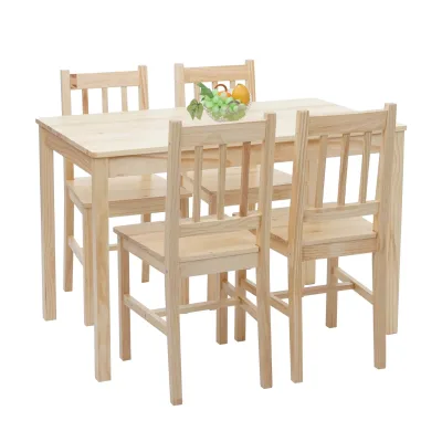 Esszimmer-Set MCW-F77, Sitzgruppe Esszimmergruppe, Massiv-Holz Landhaus 110cm ~ Kiefer lasiert