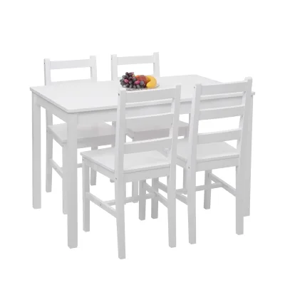 Esszimmer-Set MCW-F77, Sitzgruppe Esszimmergruppe, Massiv-Holz Landhaus 110cm ~ weiß