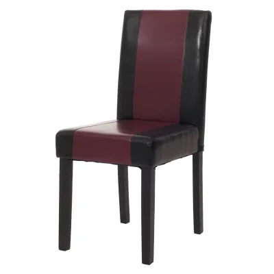 Esszimmerstuhl Littau, Küchenstuhl Stuhl, Kunstleder ~ schwarz/rot, dunkle Beine