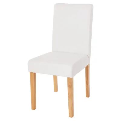 Esszimmerstuhl Littau, Küchenstuhl Stuhl, Kunstleder ~ weiß matt, helle Beine