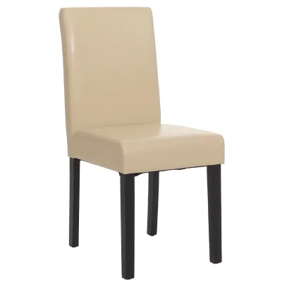 Esszimmerstuhl Littau, Küchenstuhl Stuhl, Leder ~ creme, dunkle Beine