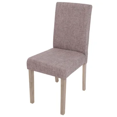 Esszimmerstuhl Littau, Küchenstuhl Stuhl, Stoff/Textil MVG-zertifiziert ~ grau, braune Beine