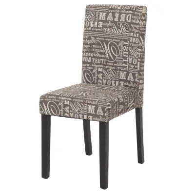 Esszimmerstuhl Littau, Küchenstuhl Stuhl, Stoff/Textil ~ Schriftzug grau, dunkle Beine