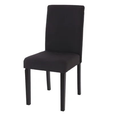 Esszimmerstuhl Littau, Küchenstuhl Stuhl, Stoff/Textil ~ schwarz, dunkle Beine