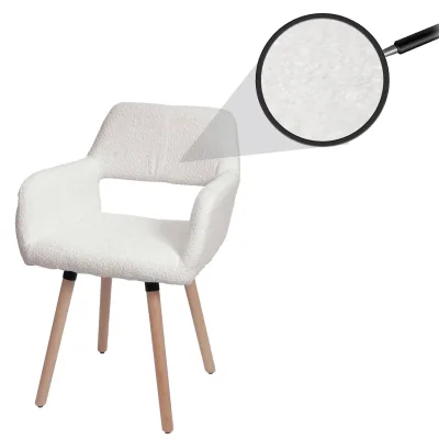 Esszimmerstuhl MCW-A50 II, Stuhl Küchenstuhl Polsterstuhl, Holz Stoff/Textil Bouclé (450g/m²) MVG ~ creme