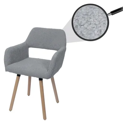 Esszimmerstuhl MCW-A50 II, Stuhl Küchenstuhl Polsterstuhl, Holz Stoff/Textil Bouclé (450g/m²) MVG ~ grau