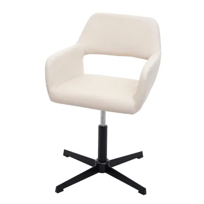 Esszimmerstuhl MCW-A50 IV, Stuhl Küchenstuhl, Retro höhenverstellbar Drehmechanismus ~ Kunstleder creme, Fuß schwarz