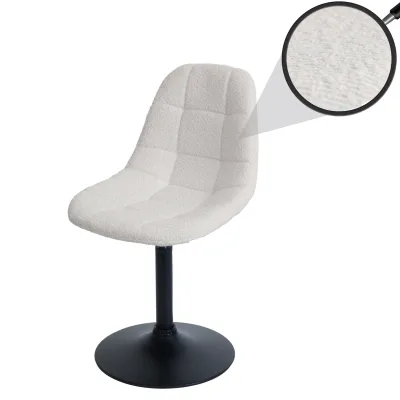 Esszimmerstuhl MCW-A60, Küchenstuhl Stuhl Drehstuhl, Stahl MVG Stoff/Textil Bouclé (450g/m²) ~ creme