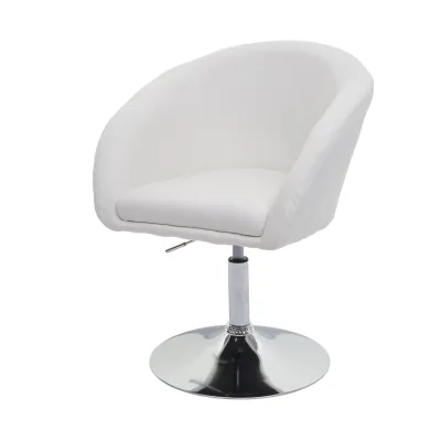 Esszimmerstuhl MCW-F19, Küchenstuhl Stuhl Drehstuhl Loungesessel, drehbar höhenverstellbar ~ Stoff/Textil creme-weiß