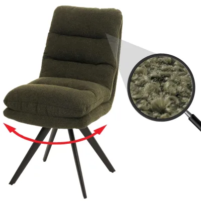 Esszimmerstuhl MCW-G66, Küchenstuhl Stuhl, drehbar Auto-Position Stoff/Textil Bouclé MVG ~ grün