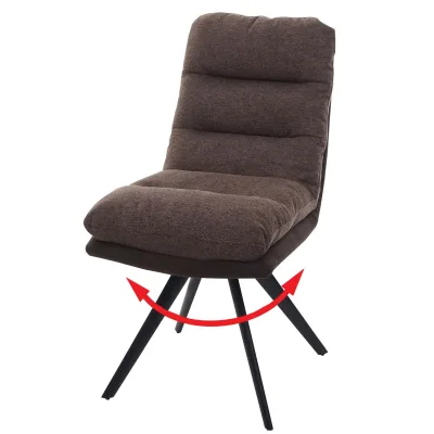 Esszimmerstuhl MCW-G66, Küchenstuhl Stuhl, drehbar Auto-Position Stoff/Textil MVG ~ braun-dunkelbraun