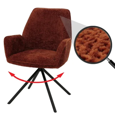 Esszimmerstuhl MCW-G67, Küchenstuhl Stuhl mit Armlehne, drehbar Auto-Position, Chenille MVG ~ rot