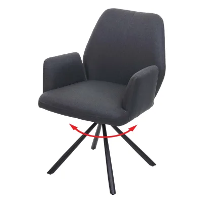 Esszimmerstuhl MCW-H71, Küchenstuhl Lehnstuhl Stuhl, drehbar Auto-Position Stoff/Textil Stahl ~ dunkelgrau