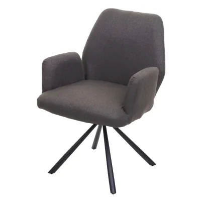 Esszimmerstuhl MCW-H71, Küchenstuhl Lehnstuhl Stuhl, Stoff/Textil Stahl ~ grau-braun