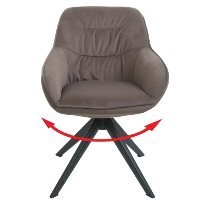 Esszimmerstuhl MCW-K28, Küchenstuhl Polsterstuhl Stuhl mit Armlehne, drehbar, Metall ~ Stoff/Textil braun