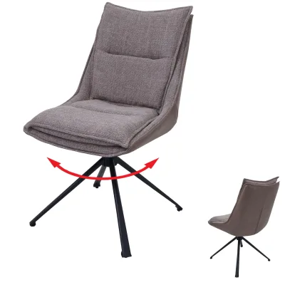 Esszimmerstuhl MCW-N71, Küchenstuhl, drehbar Auto-Return, Stoff/Textil (420g/m²) Kunstleder ~ beige